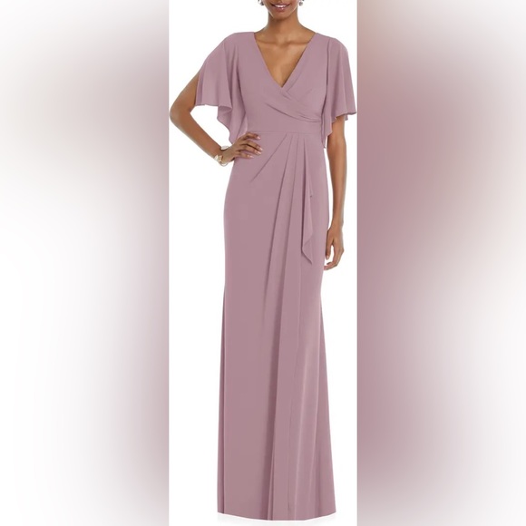 DESSY COLLECTION Flutter Sleeve Jersey Gown - Picture 1 of 5